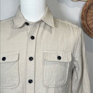 Freenote Cloth Woven Shirt Wool Cotton Cream Japan Flannel Button Front Sz Small
